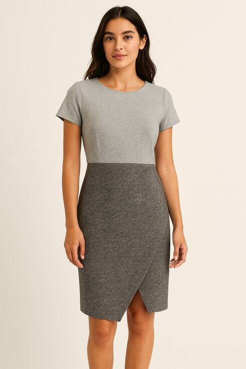 LOFT Dresses & Skirts - NWT LOFT Women Round Neck Speckled Tweed Sheath Dress Short Sleeve Gray Size 10